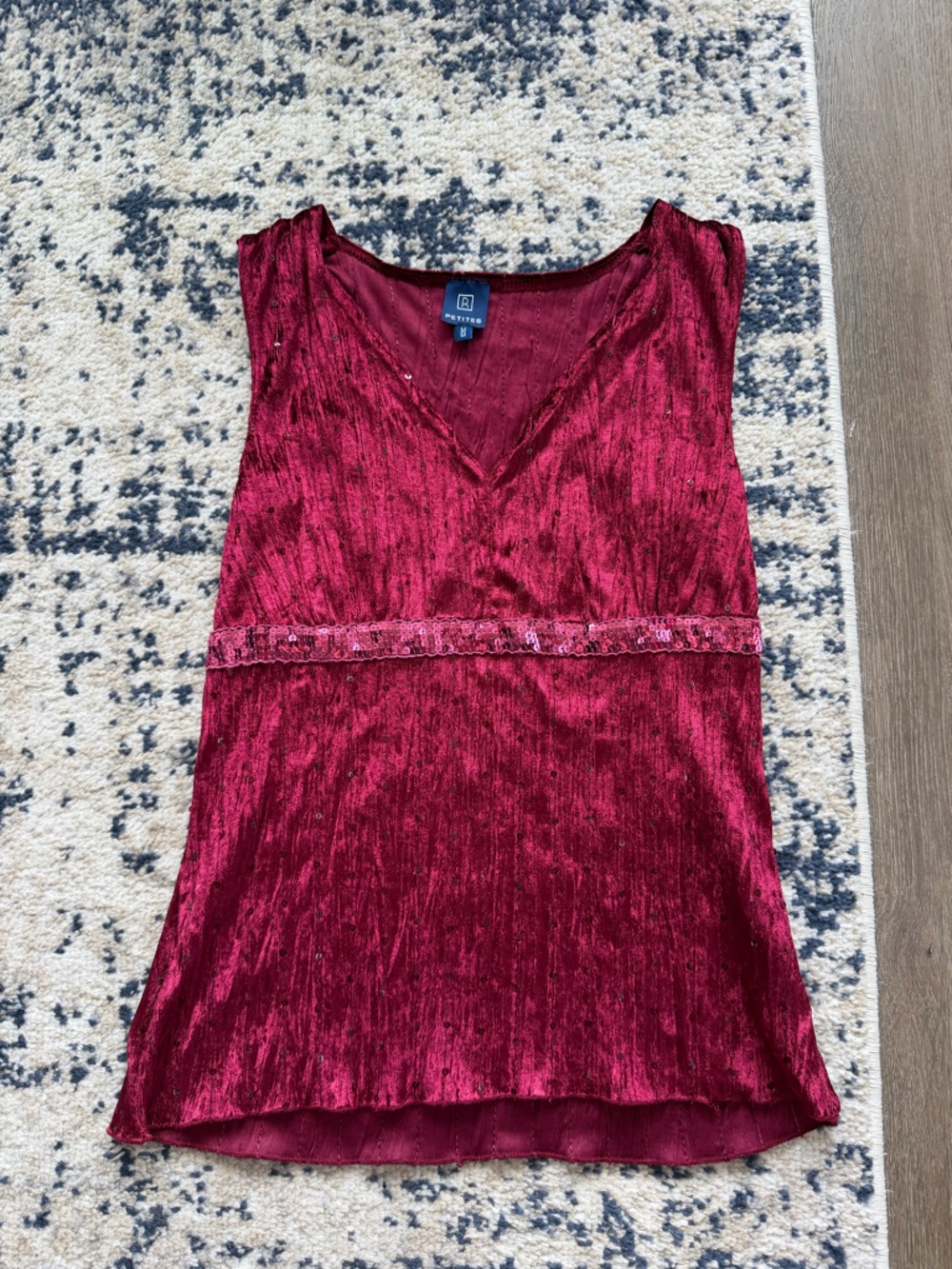 Reitmans Burgundy Velvet Sequin Trim Tank Top